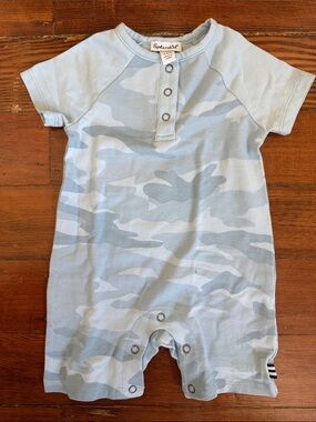 Splendid Light Blue Camo Short Sleeve Romper